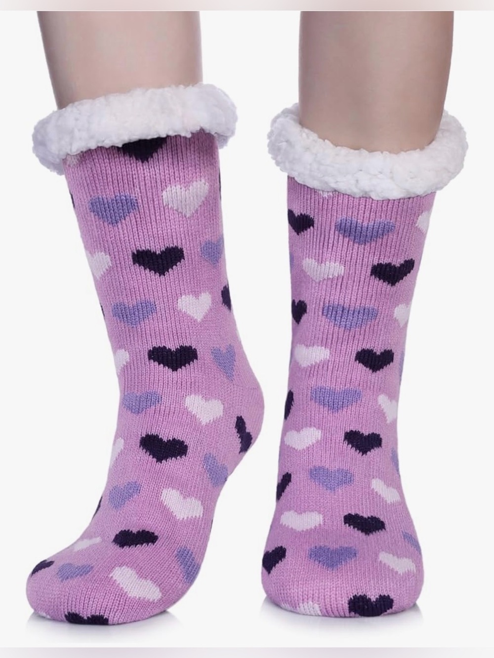 LANLEO Women Slipper Fuzzy Sherpa Lined Socks Non Slip NIB - Picture 2 of 5
